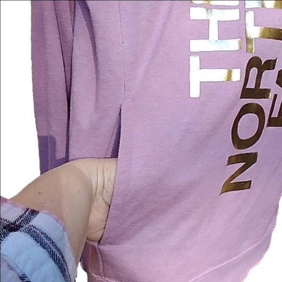 The North Face Half Dome Fleece Pullover Hoodie Dusty Rose w Large Gold Logo - Picture 10 of 11